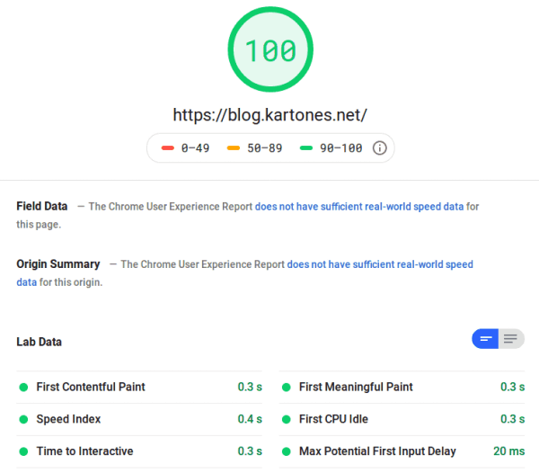 Google PageSpeed Insights November 2019