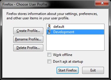 Firefox profile manager