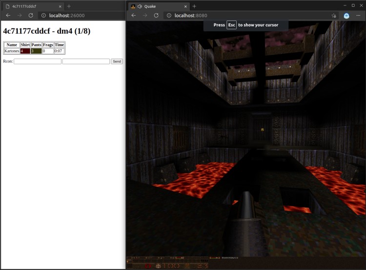 WebQuake server and client running screenshot