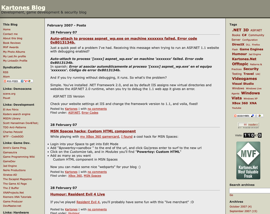 Wayback Machine's 2007 blog screenshot