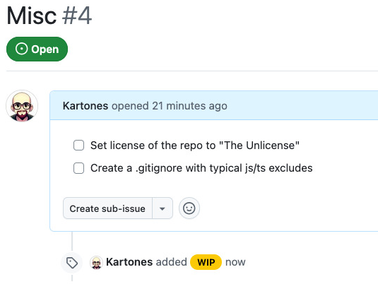 Another GitHub issue, with two pending sub-issues