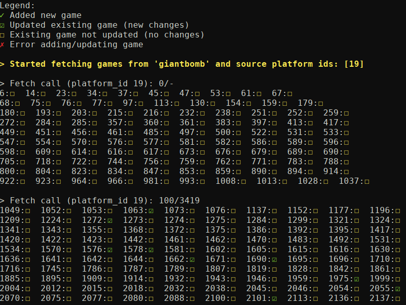 Django command example output