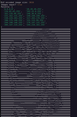 Screenshot of the CLI output and partial ASCII representation of the raw image