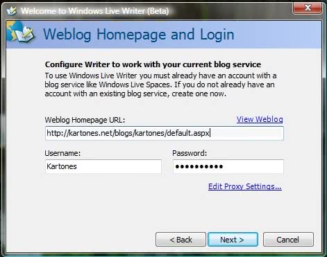 Windows Live Writer configuration