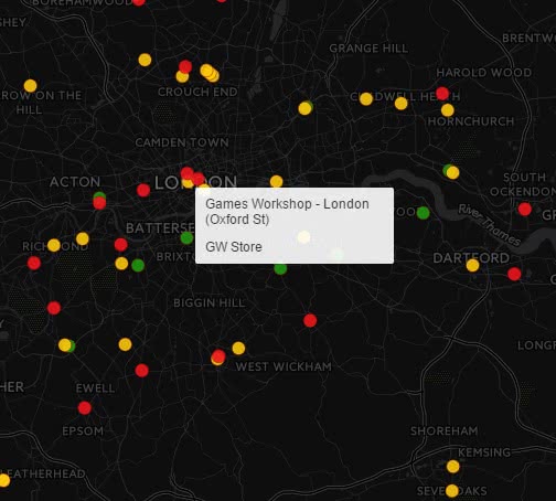 London stores map screenshot